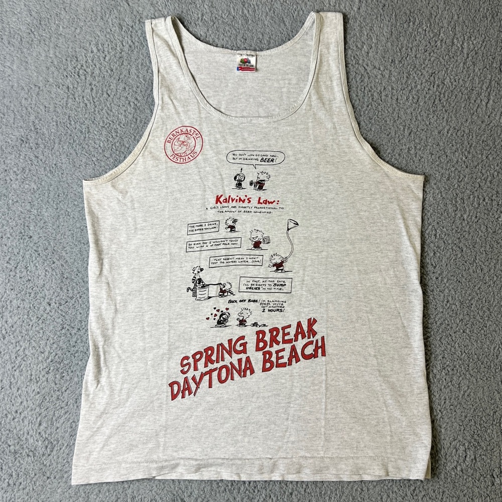 Vintage 90s Berkastel Festhaus Kalvins Law Single Stitch Tank Top Large Beer